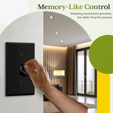 Smooth As Butter Toggle Dimmer Switch For Led And Incandescent Bulbs Single Pole Or Three Way Wiring Slick Black Plate with hand adjusting brightness.