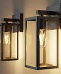 Slick Matte Black Outdoor Wall Sconce With Clear Glass And Rock Solid Frame For Front Door Waterproof Porch Lantern, 12.4 inch size.