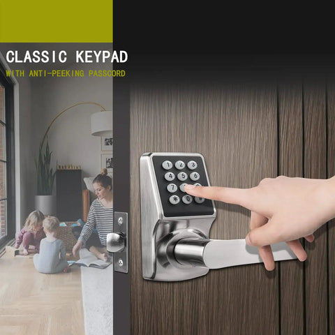 Dawn Electronic Door Lock With Handle And Keypad Smart Keyless Entry for Front Door Digital Knob With Code Fob Key Brushed Nickel