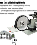 Kickass Pro Series Bench Belt Sander And Knife Grinder With Variable Speed Control and Dual Wheel, featuring three sets of grinding wheels.
