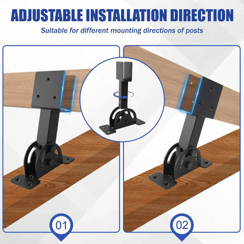 Beefed Up Heavy Duty Roof Riser Brackets Kit 3 Piece With 2 By 4 Adjustable Height Angled Pergola Brackets Black For Gazebos Carports And Patios Sturdy Metal Roof Beam Mounts