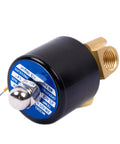 Copper Electric Solenoid Valve, Normally Closed, For Water, Air, And Gas Systems, 110V AC, close-up view showing NPT thread and cast copper coil