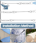 Installation guide for All In One 4 Pack 10 Foot Nylon Coated Stainless Steel Cable Wire Sun Shade Sail Hardware Kit with 79 Accessories.