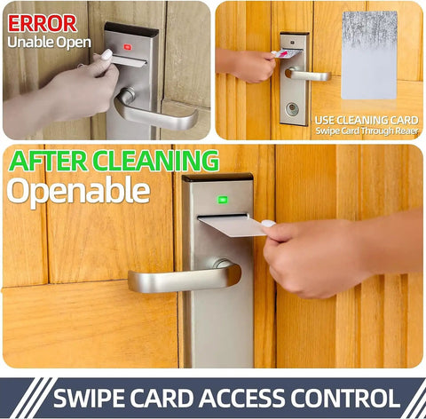 Dual Side Card Reader Cleaning Cards For CR80 Terminals showing error before and success after cleaning with POS device