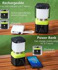 3 Pack 6500K White LED Camping Lanterns Rechargeable 1000 Lumen Each With 4500mAh Power Bank IP44 Waterproof SOS And Emergency