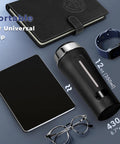 Global Travel Kettle With Dual Voltage 110-240V Portable Electric Kettle LCD Display Four Temperature Settings, compact design on table