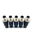 M12 5 Pin B Code Male Circular Connectors IP67 for sensors, brass gold-plated contacts, straight unshielded, field assembly