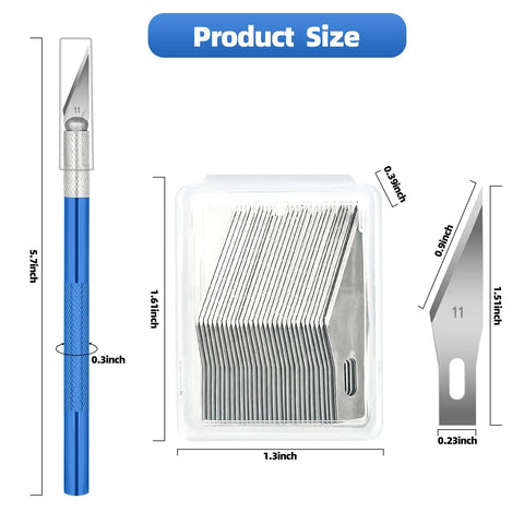 3 Piece Exacto Knife Kit With 30 Spare Blades Size 11 For Crafts Arts Modeling Scrapbooking And Stencil Projects Aluminum Handle