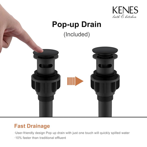 4 Inch Centerset Matte Black Two Handle Bathroom Faucet with Pop Up Drain and Two Water Supply Lines, Modern Commercial Style
