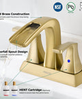Waterfall Spout Two Handle Bathroom Faucet With Oil Rubbed Bronze Finish Includes Metal Pop Up Drain And Faucet Supply Lines 4 Inch Centerset For Three Hole Sinks No Fuss Durable Tarnish Scratch And Corrosion Resistant Doris 14069
