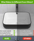 Rectangular Vessel Sink Dope Black And White Finish, 20 By 15 Inches, Above Counter Ceramic Porcelain Vanity Basin For Modern Bathrooms