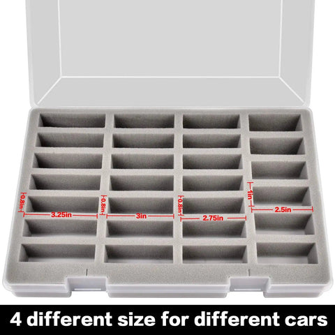 Open Hot Wheels Display Case Holds 27 Cars, Portable Toy Organizer With Four Groove Slots For 3.25, 3.0, 2.75 And 2.5 Inch Cars