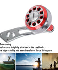 Upgrade Your Gear With This Sweet Pongnas Aluminum Alloy Baitcasting Reel Power Handle, Featuring A Lightweight Ergonomic Grip Knob And Universal Fit Kit For Smooth Casting Action Perfect For Red Fishing Adventures. red aluminum baitcasting reel power handle with ergonomic grip knob