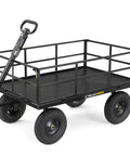Heavy Duty Steel Utility Cart With 9 Cu Ft Bed And 1200 Lb Capacity Towable Outdoor Hauling Wagon With Removable Side Panels