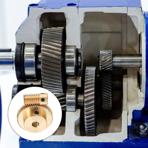 Beefy Brass Worm Gear Set 0.5 Module 60 To 1 Reduction in gearbox with 5mm bore shaft and 6mm bore 60 tooth brass gear wheel