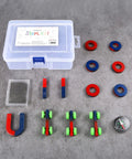 Magnetism Science Kit for Kids and Teens Hands On Physics Experiments STEM Education Toy Set with Magnets Iron Filings Car Magnets Compass displayed on table