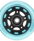 Blue wheel from Dope Inline Skate Replacement Wheels Set 64mm To 90mm Diameters, 8 Pack With ABEC 9 Bearings And Floating Spacers, 85A Hardness