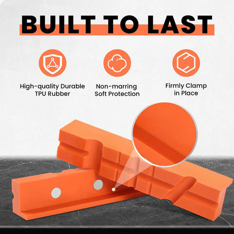 6 Inch Magnetic Soft Vise Jaws Cover Pads For Clamping And Holding Heavy Duty TPU Jaw Pads With Multi Groove Design To Protect Delicate Surfaces While Gripping Tight Ideal For DIY Home Workshop And Hobby Projects orange TPU vise jaw pads with magnets