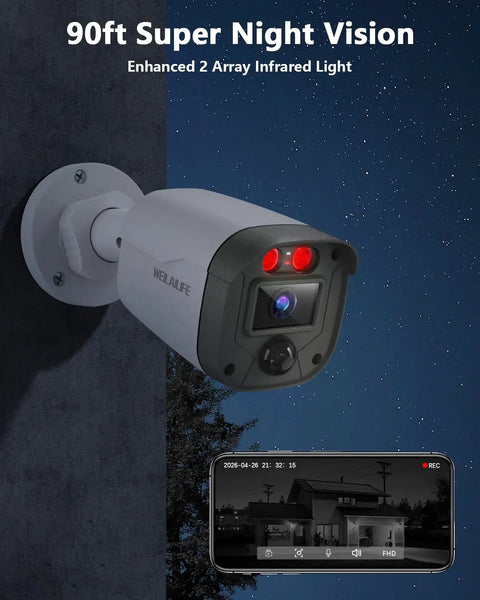 90ft Night Vision 5MP Outdoor Wired Security Camera System With DVR Recorder for real home surveillance in low light conditions