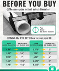 Guide for measuring pipe diameter before buying Half Inch 20 Pcs Heavy Duty 90 Degree PVC Elbow Fittings Socket To Socket