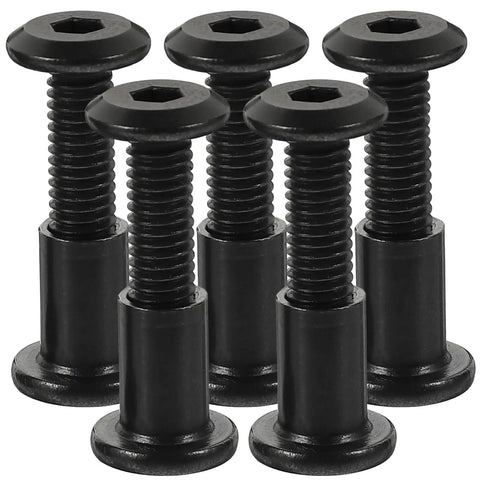 Badass Black Stainless Steel Binding Screws M6x25 Countersunk Barrel Nuts For Tough Leathercraft And Scrapbooking 5 Pack stacked view