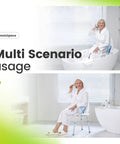 Heavy Duty Shower Chair With Back And Arms For Inside Shower, 450 Pound Weight Capacity, showing multi-scenario bathroom use.