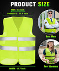 Big 30 Pack High Visibility Reflective Safety Vests for Men and Women Bulk Mesh Work Gear showing product size details.