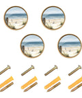 4 Pack Gold Beach Art Fence Cabinet Knobs Round Drawer Pulls For Cabinets Walls And Dressers Durable Acrylic And Zinc Alloy Cool Design