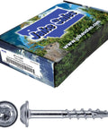 Box and single screw of Beefy Heavy Duty Pocket Hole Screws 7 By One And One Quarter Inch Coarse Thread Torx Drive For Cabinetry
