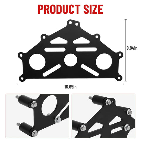 Beefy Heavy Duty Billet Aluminum Engine Stand Adapter Plate Mount Bracket For V8 And V6 Engines Built Tough For Rebuilds And Maintenance Fits Duramax Five Point Three Liter Six Point Zero Liter And Four Point Eight Liter Blocks, black billet aluminum, 16.65 x 9.84 in