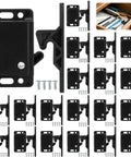 Heavy Duty RV Drawer Latches And Cabinet Door Catches 20 Pack With 10 Lbs Hold Power Includes Mounting Screws in black ABS material.