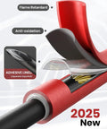 Cross-section of 4 To 1 Heat Shrink Tubing Kit with 400-piece adhesive-lined tubing for wire harnesses in red, flame retardant.