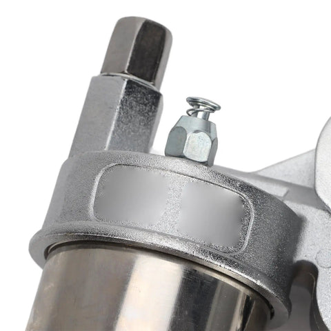 Close-up of Stainless Steel Double Gear Oiler Manual Grease Gun Kit With 800ml Capacity showing the metal body detail