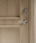 Close-up of Heavy Duty Solid Brass Smart Deadbolt With Reliable Wifi And Bluetooth Hookup For Top Shelf Door Security In Sleek Polished Chrome Finish.