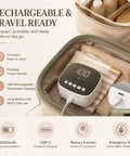Electric Enema Kit With Dual Nozzles And 100 Level Pressure Control in a travel bag with USB-C charging cable.