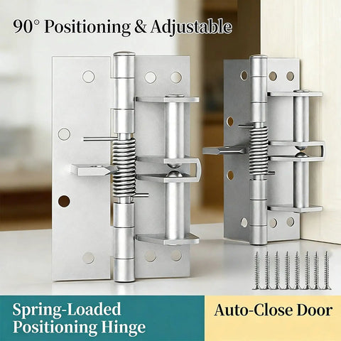 Spring Hinge for Cabinets and Doors, Rust-Resistant Stainless Steel Auto Closing with adjustable tension