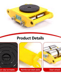 Beefy Industrial Machinery Moving Skates With 360 Degree Swivel Anti Slip Pads And Steel Wheels 12T Capacity Heavy Duty Cargo Trolley