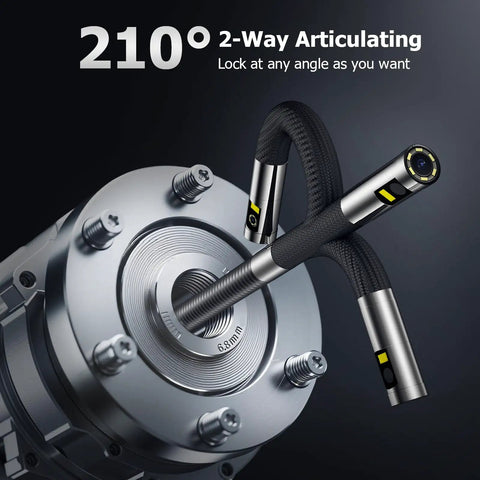 Dual Lens Articulating Borescope With Two Way Endoscope Camera And Light Quarter Inch Flexible Articulated Probe close-up view