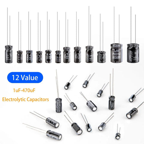 Electrolytic Capacitor Kit, 200 Pieces, 15 Value Assortment From 0.1uF To 1000uF, 10V 16V 25V 50V, Aluminum Capacitors Display