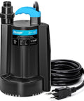 Automatic Submersible Water Pump 1/3 HP 2250 GPH, handy portable sump pump with three quarter inch garden hose check valve adapter