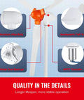 800W 12V Wind Turbine Kit With MPPT Controller details showing aluminum body, aerodynamic tail fin, dual bearings, controller