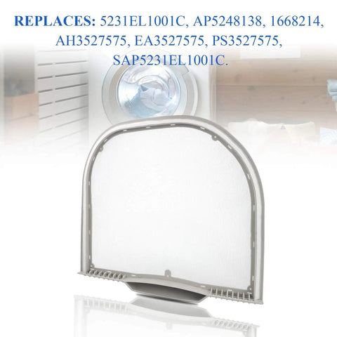 Premium Dryer Lint Filter Replacement 5231EL1001C Durable Screen Fits Common Front Load And Top Load Dryers Works With Replacement Numbers 1668214 PS3527575 AP5248138 EAP3527575 Easy Install