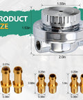 Adjustable Carb Fuel Pressure Regulator Kit 1 To 5 PSI Universal For Carbs With 1/4, 5/16, And 3/8 Fittings size dimensions