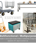 Heavy Duty Pneumatic Rubber Swivel Casters Built Tough Workhorse Grade Industrial Wheels Set Of Four Eight Inch Top Plate Mount on multiple carts.
