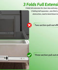 Comparison of two-section and three-section pull-out effect on Two 12 Inch Soft Close Full Extension Drawer Slides Heavy Duty Ball Bearing Rails With 100 Pound Load Capacity For Dresser Or File Cabinet Quiet Smooth Operation Easy Install.