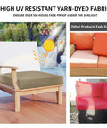 Sunlit patio chair with camel cushion shows effectiveness of waterproof patio cushion covers 24x24x4 inches 4 pack weather resistant.