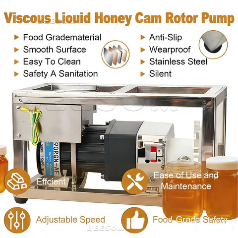 Heavy Duty 90W Viscous Liquid Transfer Pump With Adjustable Speed Gear Mechanism For Thick Honey Peanut Butter Paste Filling up To 5.7 Liters Per Minute High Capacity Rotor Design For Smooth Semisolid Conveying Tasks