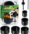 8 Piece Hole Saw Kit With Case 1 To 2 1/8 Inch Hole Saws Mandrel Hex Key Storage Case For Wood PVC Plywood Drywall Doors