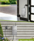 Smart Landscape Lighting Transformer With WiFi 300W Outdoor Low Voltage Timer installed both indoors and outdoors.