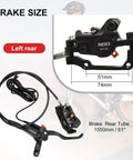 Hydraulic Disc Brake Set For E-Bikes With Left Rear Braking Aluminum Frame, 74mm size shown with cable